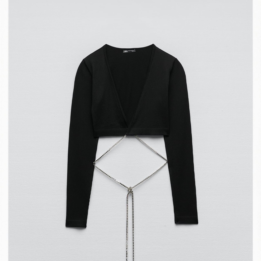 Long sleeve seamless rhinestone top